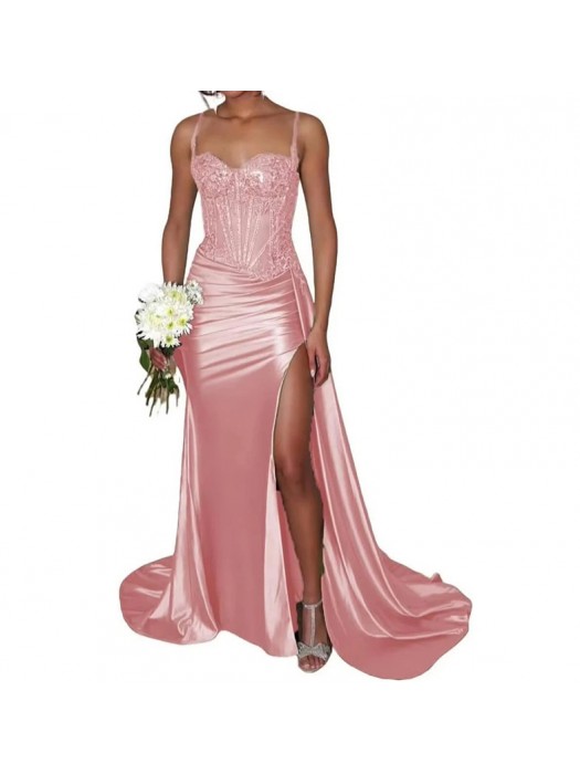 Vestito Donna Maxi Diciottesimo Festa Occasione Speciale Party Dress Rosa 110551